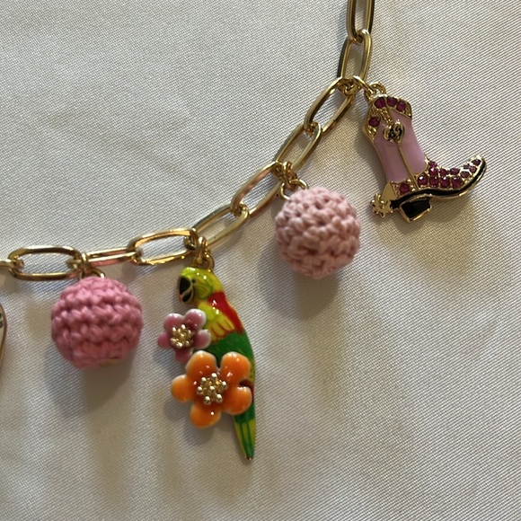 Betsey Johnson HOLA TO LOVE COWGIRL CHARM NECKLACE PINK NWT - Picture 7 of 8